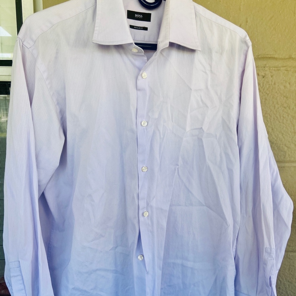 Hugo Boss Men’s Sz 16.5 Reg Fit Purple Dress Shirt